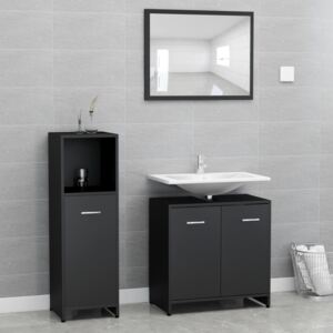 VidaXL 3 Piece Bathroom Furniture Set Black Chipboard