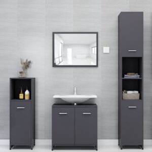 VidaXL 4 Piece Bathroom Furniture Set Grey Chipboard