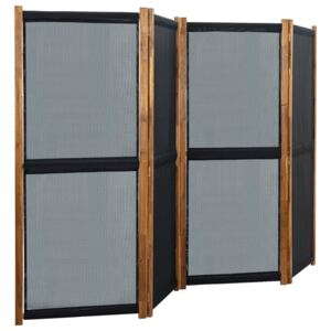 4-Panel Room Divider Black 280x170 cm