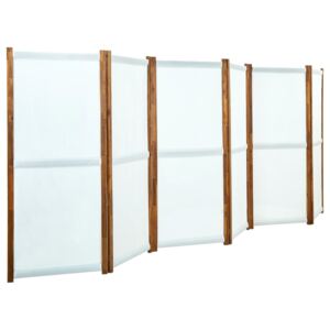 6-Panel Room Divider Cream White 420x170 cm