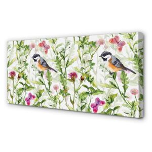 Canvas print Bird painted on the grass