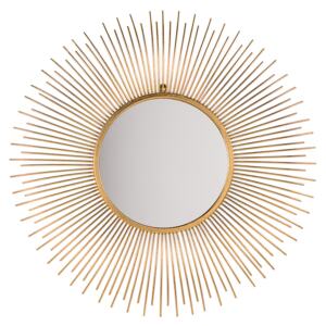 Wall Mounted Hanging Mirror Gold 80 cm Round Sunburst Sun Shape Beliani
