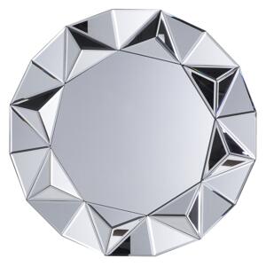 Wall Hanging Mirror Silver Round 70 cm Geometric Frame Gloss Finish Beliani