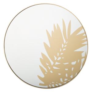 Wall Mounted Hanging Mirror Gold 56 cm Round Leaf Motif Living Room Decorative Accent Piece Beliani