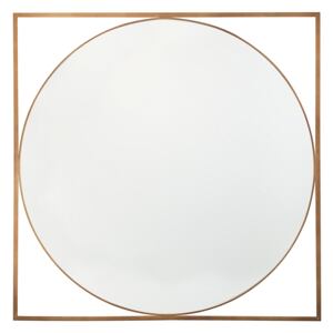 Round Wall Mirror in Square Frame Gold 81 x 81 cm Bathroom Living Room Glam Beliani
