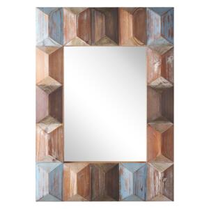Wall Mirror Multicolour Solid Wood Frame Rectangular 63 x 90 cm Distressed Handmade Boho Modern Beliani