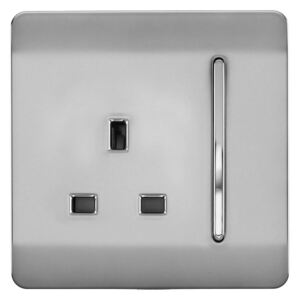 TrendiSwitch Single Switched Socket - Stainless Steel