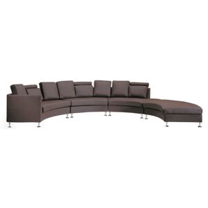 Curved Sofa Brown Faux Leather Modular 8-Seater Adjustable Headrests Modern Beliani