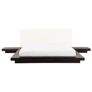 Japan Bed Frame Dark Wood EU Super King Size 6ft Wood Veneer Low Profile Bedroom Beliani