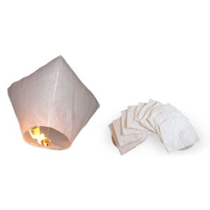 10 x Sky Lanterns White Rice Paper 95 x 53 cm Beliani