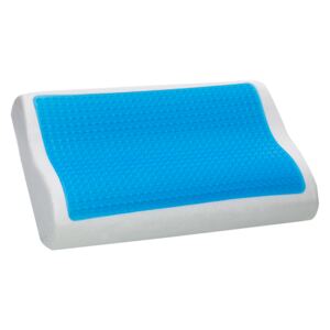 Memory Foam Pillow Blue and White Aloe Vera Fabric Neck Support Orthopedic Medium-Firm Cushion Beliani