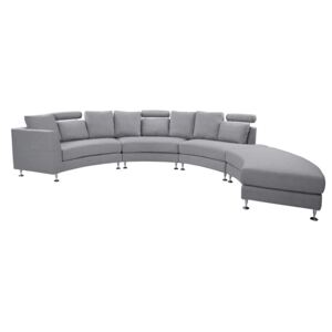 Curved Sofa Light Grey Upholstery Modular 8-Seater Adjustable Headrests Modern Beliani