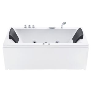 Bath White Acrylic 183 x 90 cm Left Hand Massage Jets Headrest LED Lights Beliani