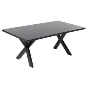 Dining Table Black Tabletop 77 x 180 x 80 cm X-cross Solid Wood Legs Kitchen Table Beliani