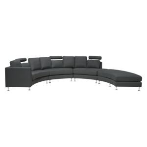 Curved Sofa Dark Grey Upholstery Modular 8-Seater Adjustable Headrests Modern Beliani