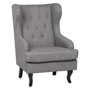 Wingback Chair Grey Upholstered Black Legs Scandinavian Style Beliani