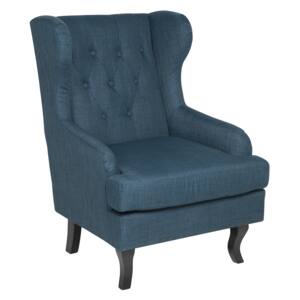 Wingback Chair Blue Upholstered Black Legs Scandinavian Style Beliani