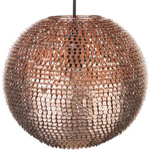 Pendant Light Copper Metal Globe Lamp Sparkle Scales Beliani