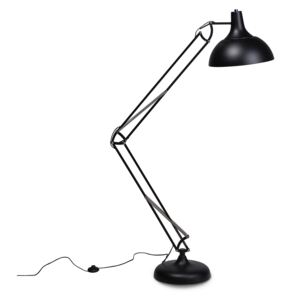 Floor Lamp Black Metal 175 cm Adjustable Arm Round Shade Industrial Design Beliani