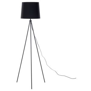 Floor Lamp Black Metal 149 cm Tripod Polycotton Drum Shade Modern Design Beliani