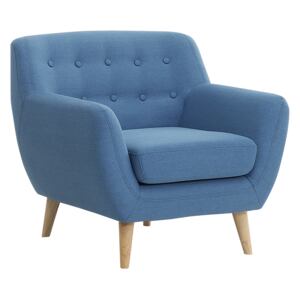 Armchair Chair Blue Tufted Back Light Wood Legs Thickly Padded Living Room Nursery Beliani