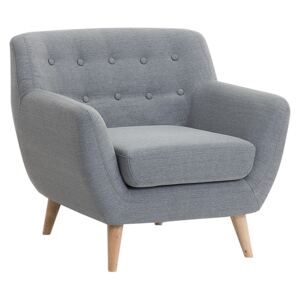 Armchair Chair Grey Tufted Back Light Wood Legs Thickly Padded Living Room Nursery Beliani