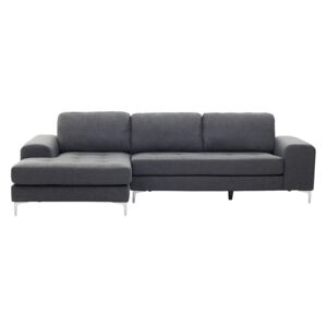Corner Sofa Dark Grey Fabric L-Shaped Minimalistic Living Room Beliani