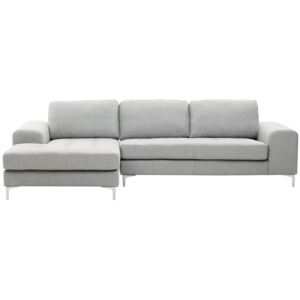 Corner Sofa Light Grey Fabric L-Shaped Minimalistic Living Room Beliani