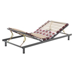 EU Single Bed Base 3ft Manual Adjustable Solid Wood Slats Metal Frame Beliani