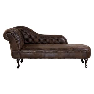 Chaise Lounge Brown Left Hand Faux Suede Buttoned Beliani