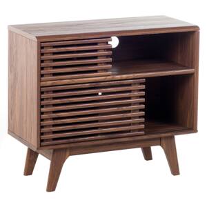 TV Stand Dark Wood Storage Shelf Cabinet Cable Management Modern Beliani