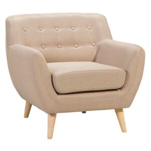 Armchair Chair Beige Tufted Back Light Wood Legs Thickly Padded Living Room Nursery Beliani