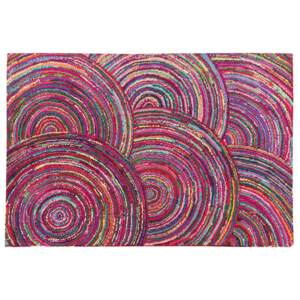 Rag Rug Multicolour Cotton 160 x 230 cm Braided Bohemian Abstract Hand Made Rug Beliani
