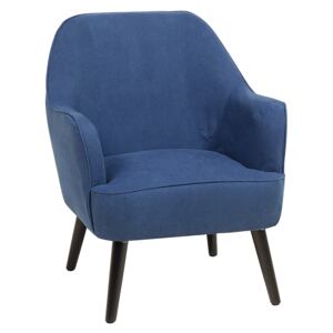 Armchair Navy Blue Club Chair Retro Style Wooden Legs Beliani