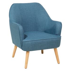Armchair Teal Blue Club Chair Retro Style Wooden Legs Beliani