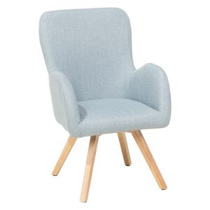 Lounge Chair Blue Fabric Upholstery Modern Club Chair with Armrests Wooden Legs Beliani