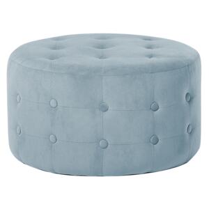Footstool Grey Velvet Round Pouffe Button Tufted Upholstery Beliani