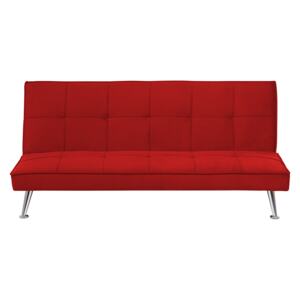 Sofa Bed Red 3-Seater Quilted Upholstery Click Clack Metal Legs Beliani