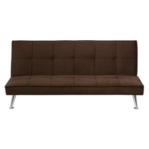 Sofa Bed Brown 3-Seater Quilted Upholstery Click Clack Metal Legs Beliani