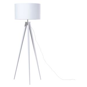 Floor Lamp White Polycotton 156H cm White Metal Tripod Legs Drum Shade Modern Beliani