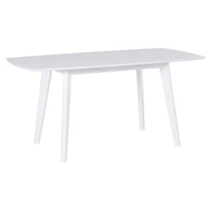 Dining Table White Wooden Legs 120 - 160 x 80 cm Rectangular Scandinavian Style Beliani