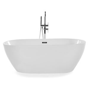 Bath White with Silver Sanitary Acrylic Single 170 x 80 cm Freestanding Modern Beliani
