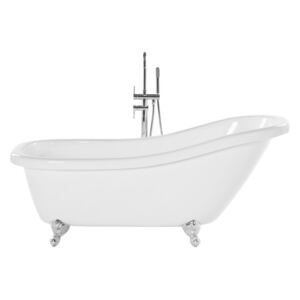 Bath White with Silver Sanitary Acrylic Single 170 x 80 cm Freestanding Traditional Beliani
