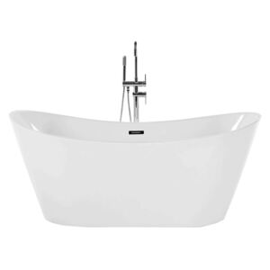 Bath White with Silver Sanitary Acrylic Single 170 x 77 cm Freestanding Modern Beliani