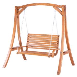 Garden Swing Seat Larch Wood Frame Outdoor 2-Seater Freestanding Beliani
