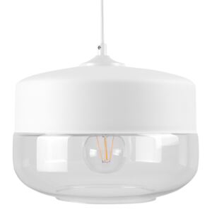 Hanging Light Pendant Lamp White Transparent Glass Shade Geometric Round Modern Design Beliani