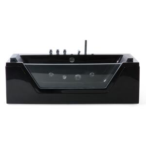 Massage Points Bath Black Silver with LED Sanitary Acrylic and Glass Single 174 x 79 cm Beliani
