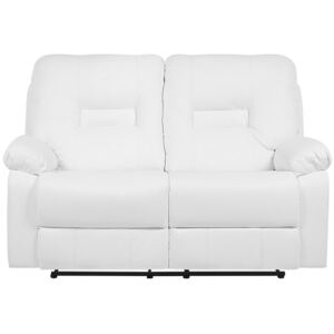 Recliner Sofa White 2 Seater Faux Leather Manually Adjustable Back and Footrest Beliani