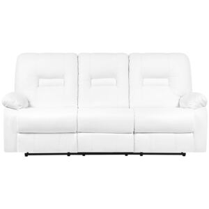 Recliner Sofa White 3 Seater Faux Leather Manually Adjustable Back and Footrest Beliani