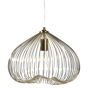 1-Light Pendant Ceiling Gold Metal Shade Cage Wire Industrial Beliani